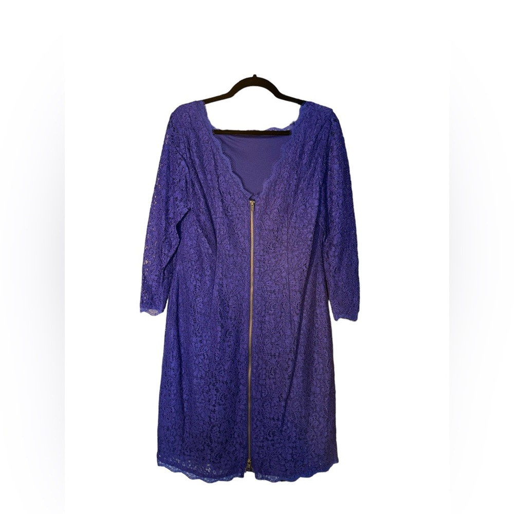 Adrianna Papell blue lace dress formal classy - Picture 2 of 3